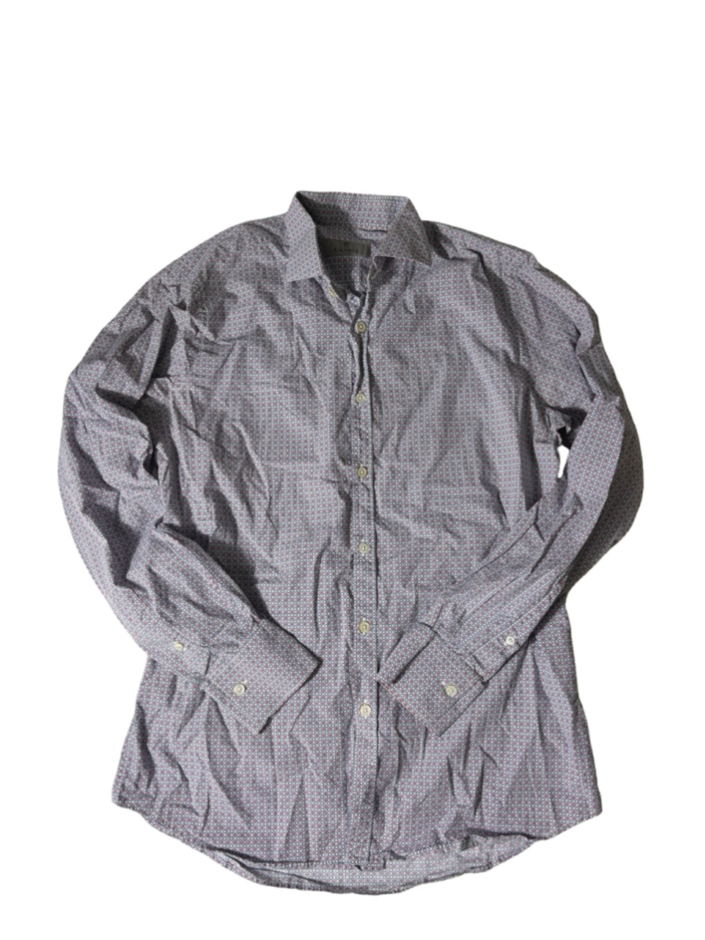 Canali Men’s Geometric Print Cotton Button Down Shirt Made in Italy Size M